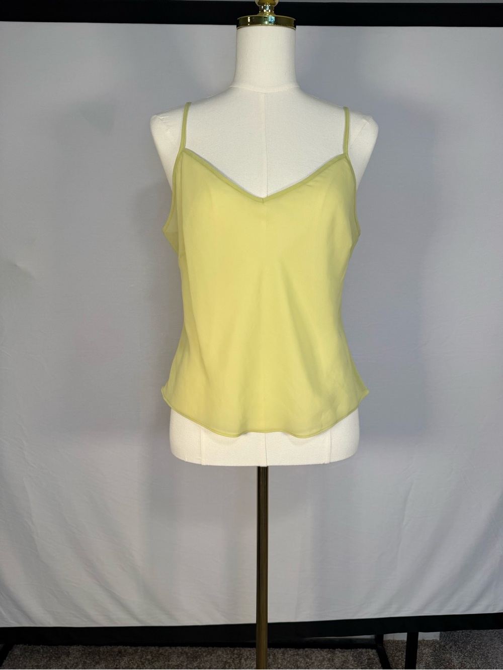 Vintage Yellowish-Lime Green Sheer Cami Tank Medium
